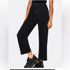 Disturbia Ceres Cotton Moth Embroidered Hem Gothic Trousers Size 16 NWT